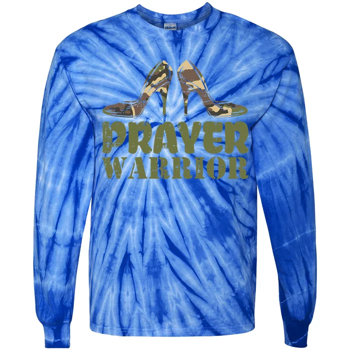 Camo Heels Prayer Warrior Faith God Jesus Christian Love Tie-Dye Long Sleeve Shirt