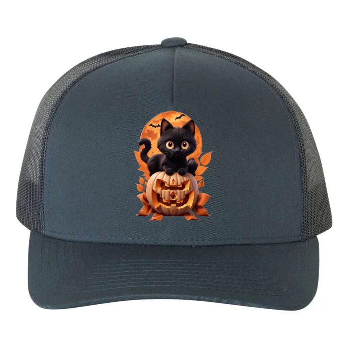 Cat Halloween Pumpkin Funny Cat Lover Costume Halloween Yupoong Adult 5-Panel Trucker Hat