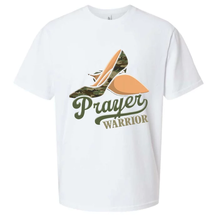 Camo Heels Prayer Warrior Faith God Jesus Christian Women Sueded Cloud Jersey T-Shirt