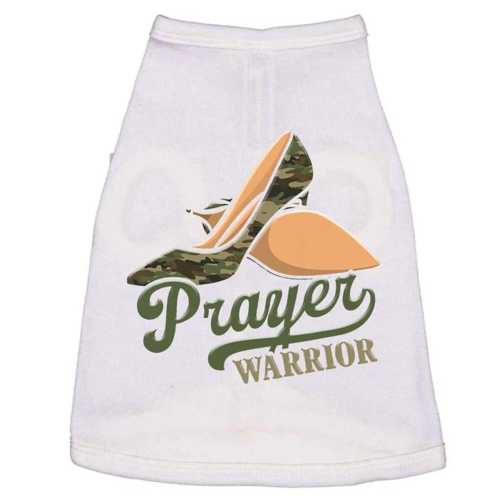 Camo Heels Prayer Warrior Faith God Jesus Christian Women Doggie Tank