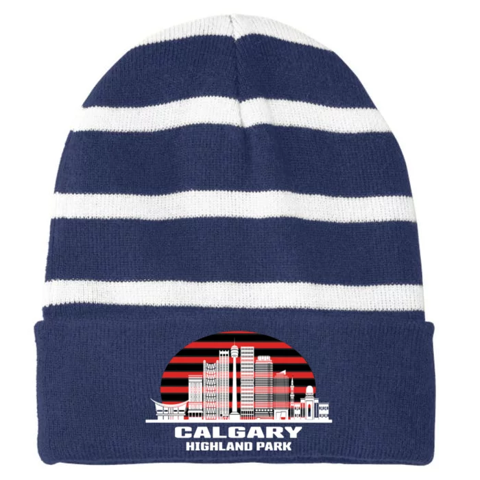 Calgary Highland Park Canada Skyline Striped Beanie with Solid Band