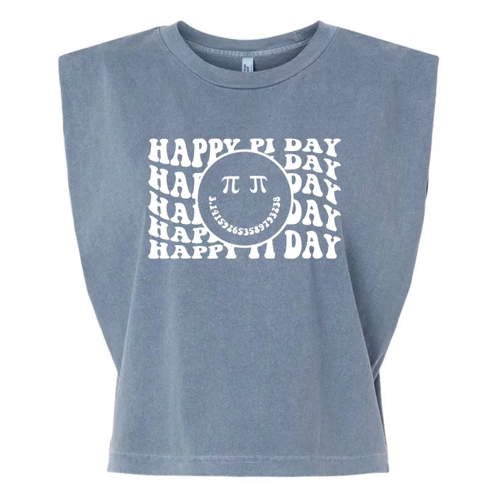 Cool Happy Pi Day Smiley Face Garment-Dyed Women's Muscle Tee