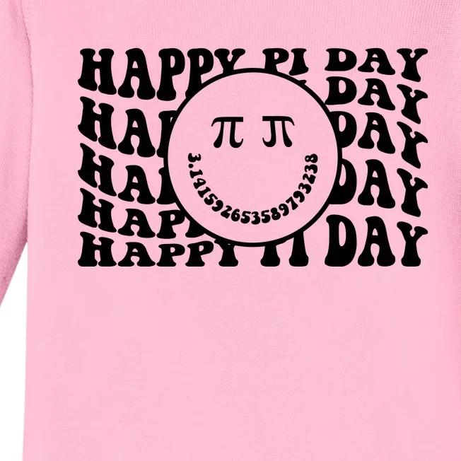 Cool Happy Pi Day Smiley Face Baby Long Sleeve Bodysuit