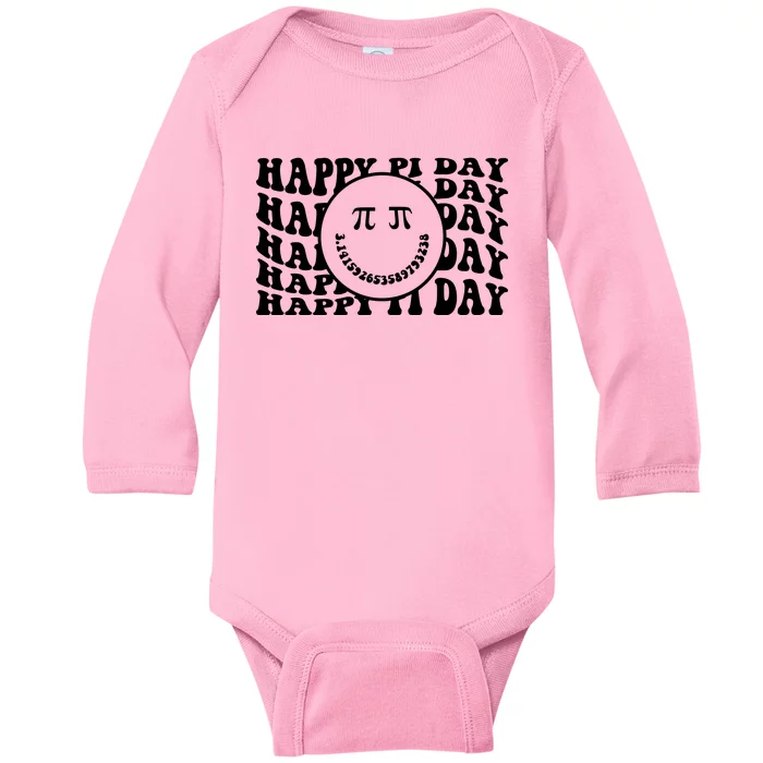 Cool Happy Pi Day Smiley Face Baby Long Sleeve Bodysuit