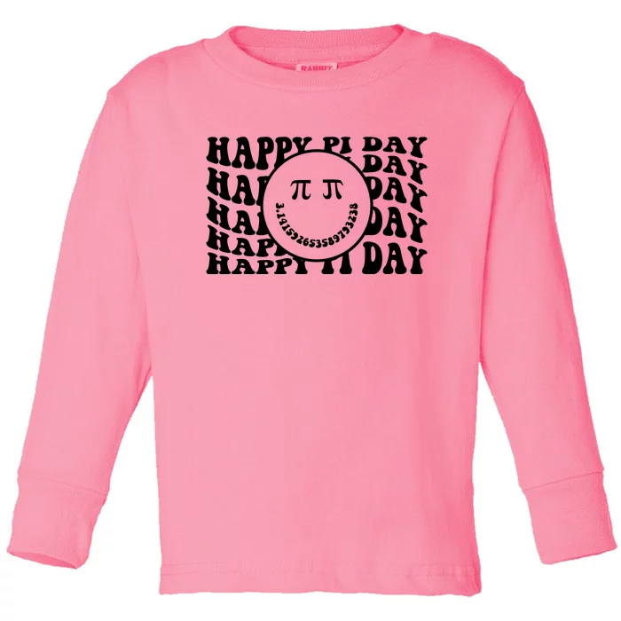 Cool Happy Pi Day Smiley Face Toddler Long Sleeve Shirt