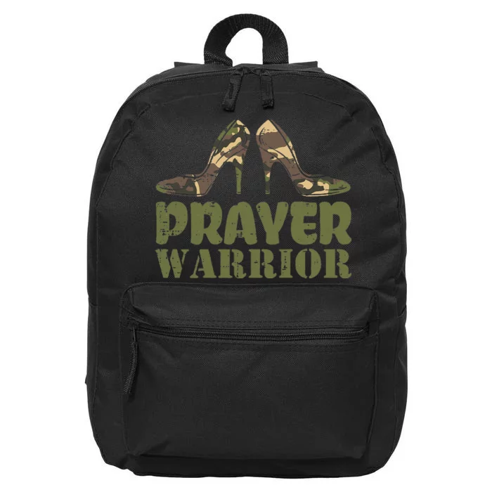 Camo Heels Prayer Warrior Faith God Jesus 16 in Basic Backpack