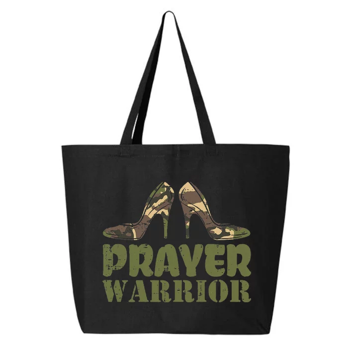 Camo Heels Prayer Warrior Faith God Jesus 25L Jumbo Tote