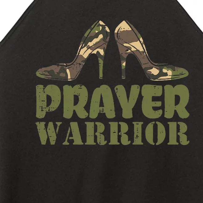 Camo Heels Prayer Warrior Faith God Jesus Women’s Perfect Tri Rocker Tank