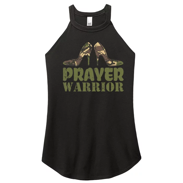 Camo Heels Prayer Warrior Faith God Jesus Women’s Perfect Tri Rocker Tank