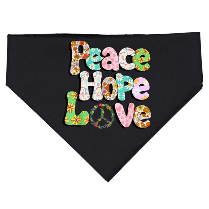 Colorful Halloween Peace Sign Love 60s 70s Hippie Costume USA-Made Doggie Bandana