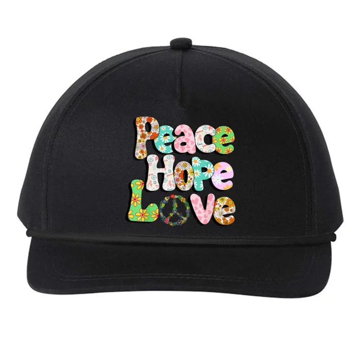 Colorful Halloween Peace Sign Love 60s 70s Hippie Costume Snapback Five-Panel Rope Hat