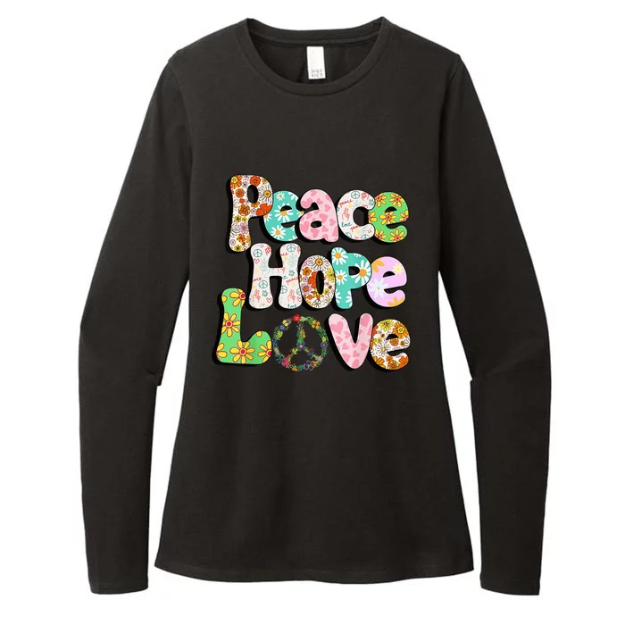 Colorful Halloween Peace Sign Love 60s 70s Hippie Costume Womens CVC Long Sleeve Shirt