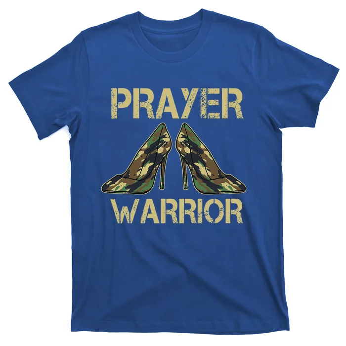 Camo Heels Prayer Warrior Faith God Jesus Christian T-Shirt