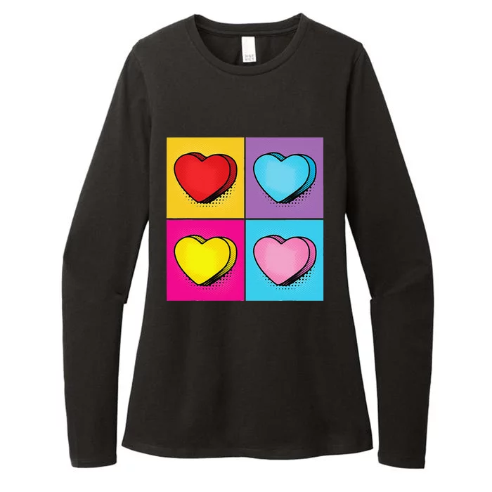 Candy Heart Pop Art Valentine's Day Graphic Womens CVC Long Sleeve Shirt