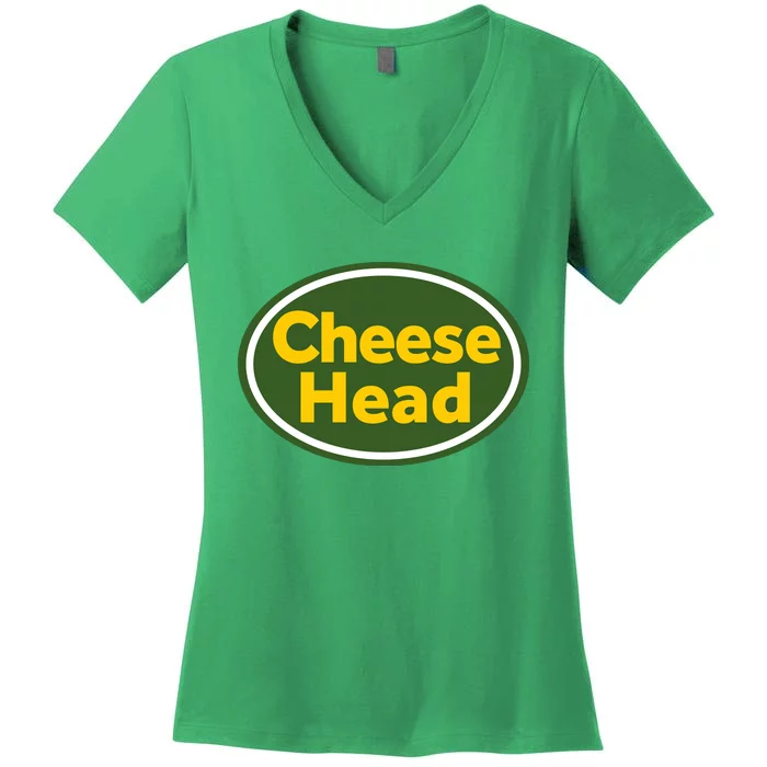 Cheese Head Packer Football Women's V-Neck T-Shirt