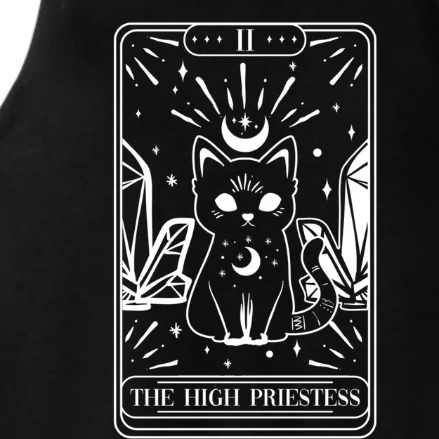 Cat High Priestess Tarot Card Witchy Astrology Gothic Occult Gift Ladies Tri-Blend Wicking Tank