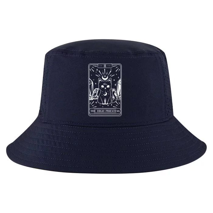 Cat High Priestess Tarot Card Witchy Astrology Gothic Occult Gift Cool Comfort Performance Bucket Hat