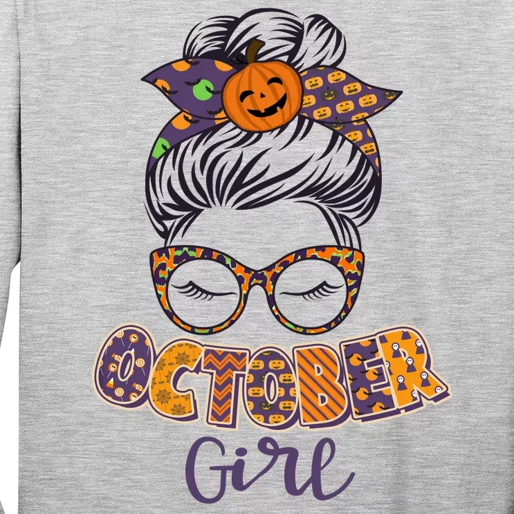 Cute Halloween Patterns October Girl Long Sleeve Shirt