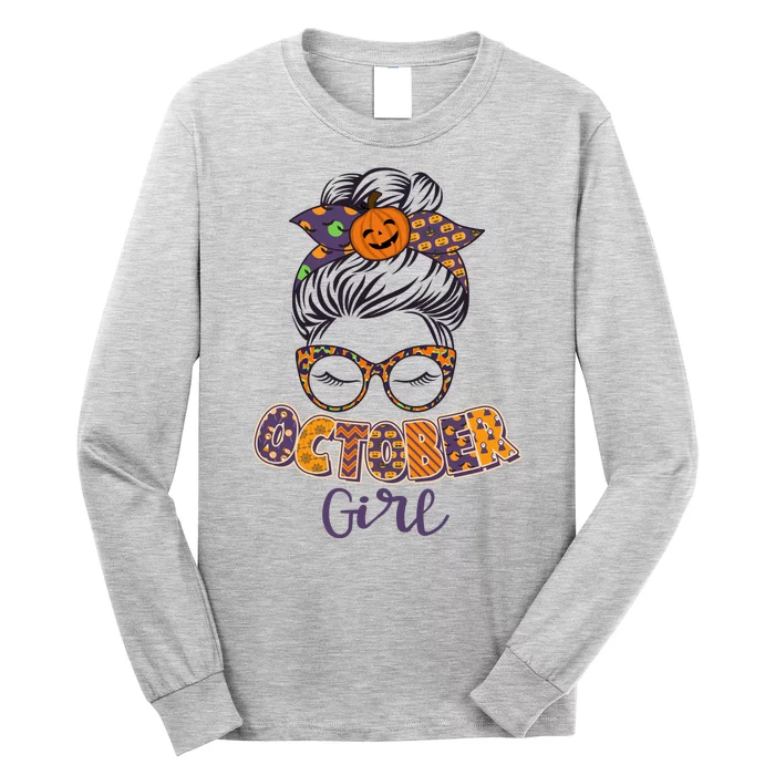 Cute Halloween Patterns October Girl Long Sleeve Shirt