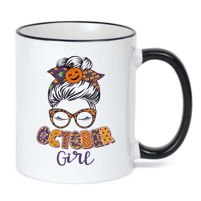 Cute Halloween Patterns October Girl Black Color Changing Mug