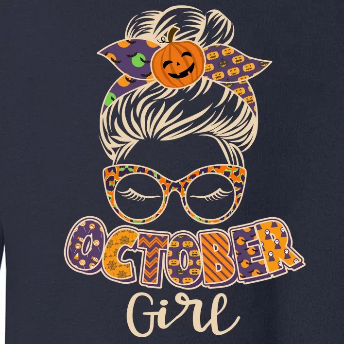 Cute Halloween Patterns October Girl Toddler Sweatshirt