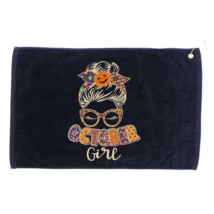 Cute Halloween Patterns October Girl Grommeted Golf Towel