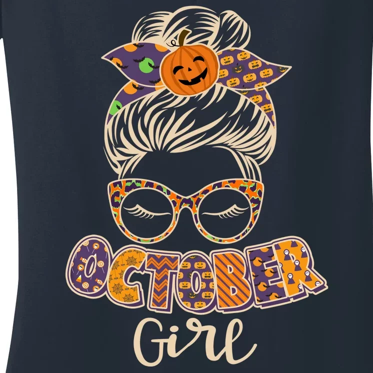 Cute Halloween Patterns October Girl Women's V-Neck T-Shirt