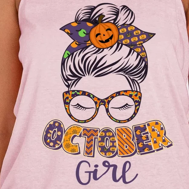 Cute Halloween Patterns October Girl Women's Knotted Racerback Tank