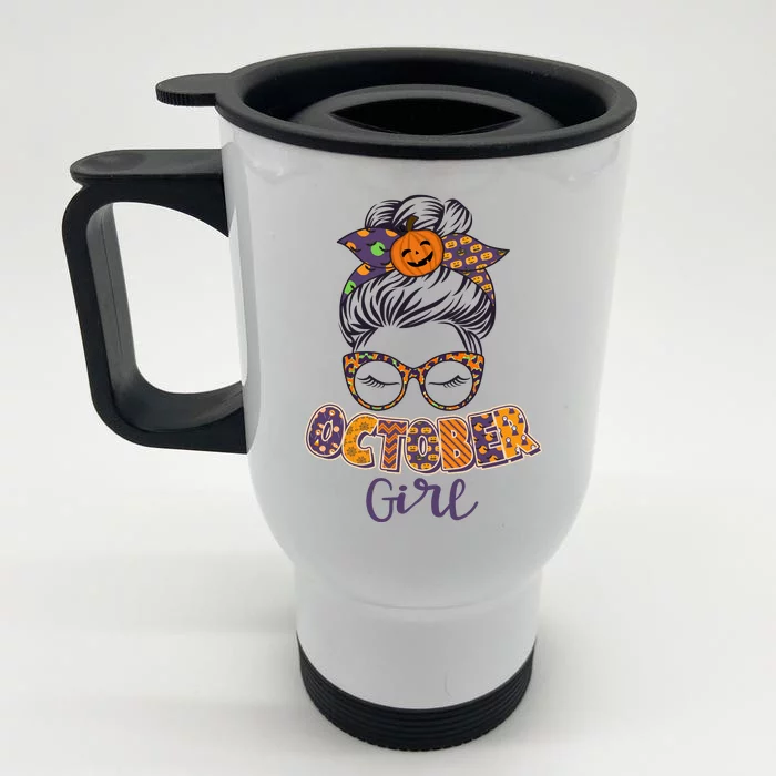 Cute Halloween Patterns October Girl Front & Back Stainless Steel Travel Mug