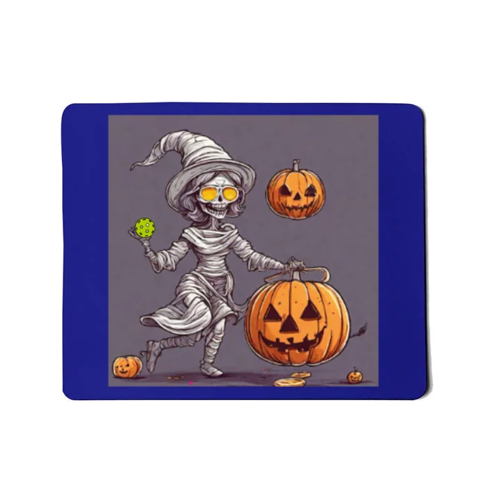 Cute Halloween Pickleball Mummy Witch With Pumpkins Gift Mousepad