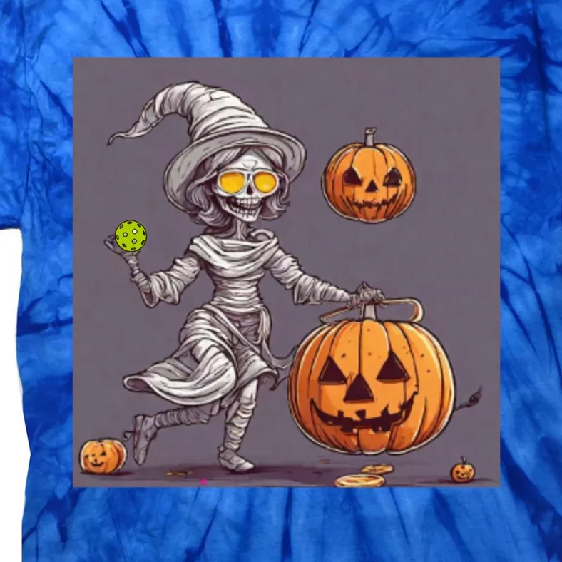 Cute Halloween Pickleball Mummy Witch With Pumpkins Gift Tie-Dye T-Shirt