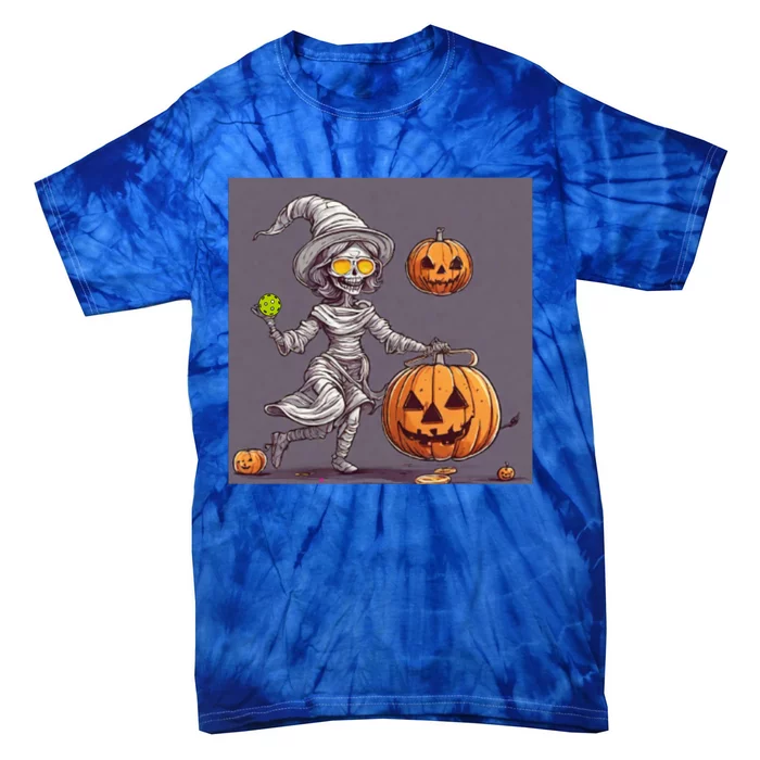 Cute Halloween Pickleball Mummy Witch With Pumpkins Gift Tie-Dye T-Shirt