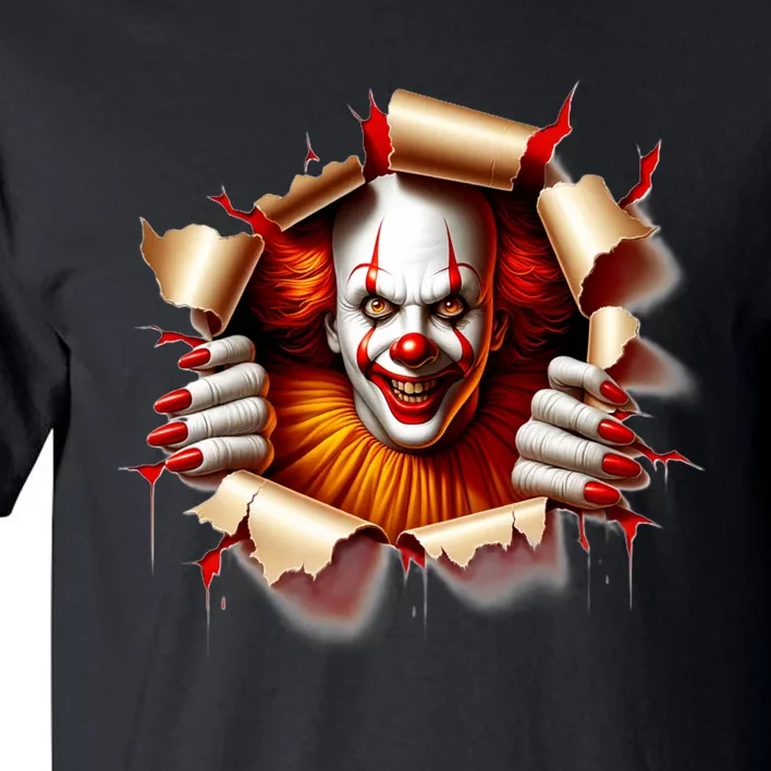 Creepy Halloween Peeking Through Clown Tall T-Shirt