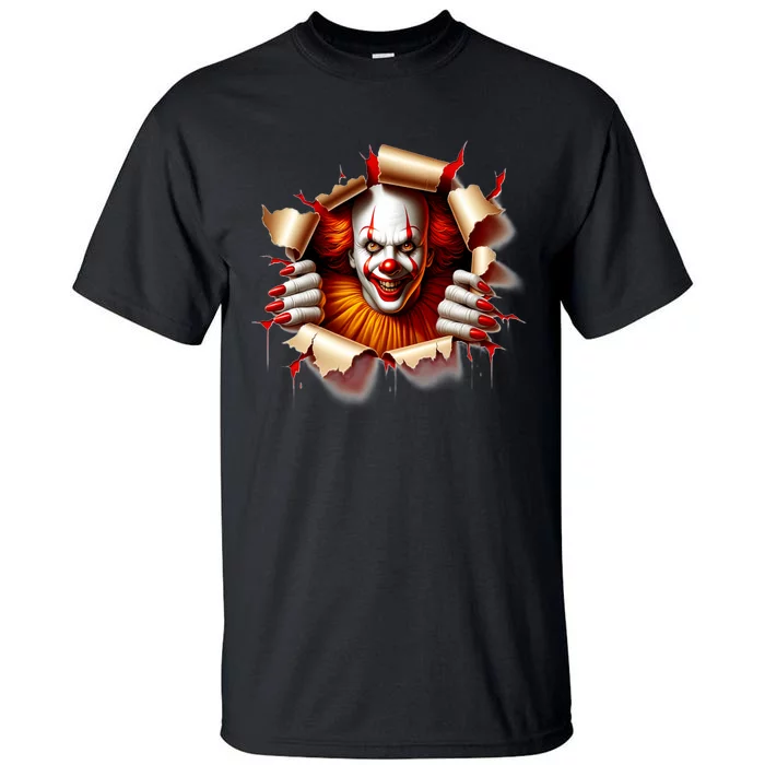 Creepy Halloween Peeking Through Clown Tall T-Shirt