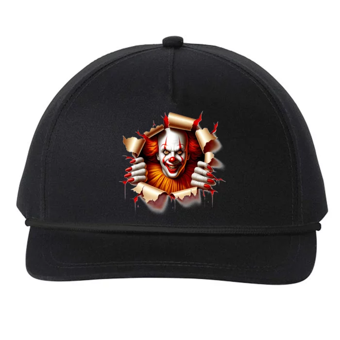 Creepy Halloween Peeking Through Clown Snapback Five-Panel Rope Hat