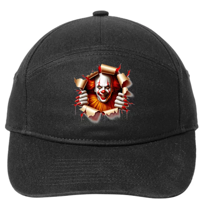 Creepy Halloween Peeking Through Clown 7-Panel Snapback Hat