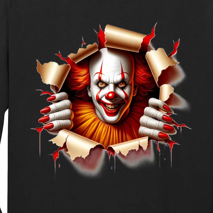 Creepy Halloween Peeking Through Clown Tall Long Sleeve T-Shirt