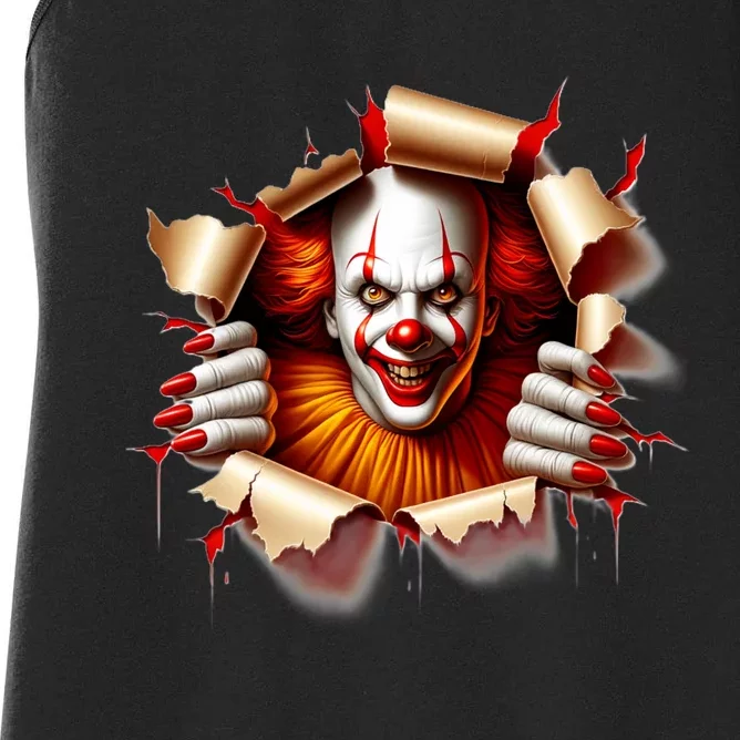 Creepy Halloween Peeking Through Clown Women's Racerback Tank