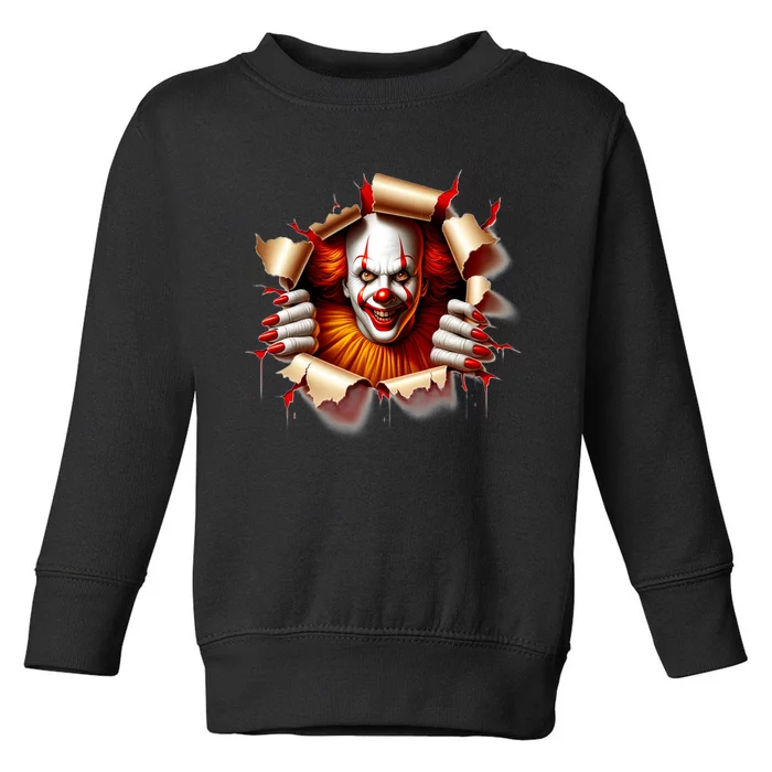 Creepy Halloween Peeking Through Clown Toddler Sweatshirt