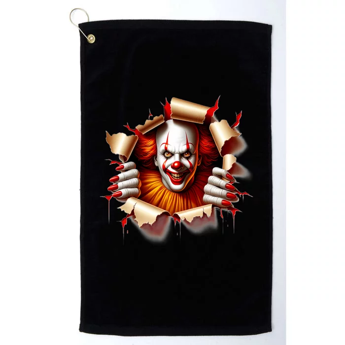 Creepy Halloween Peeking Through Clown Platinum Collection Golf Towel