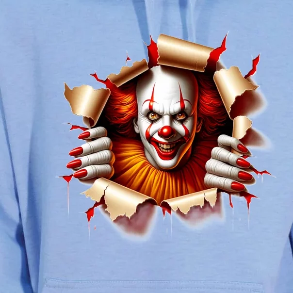 Creepy Halloween Peeking Through Clown Unisex Surf Hoodie