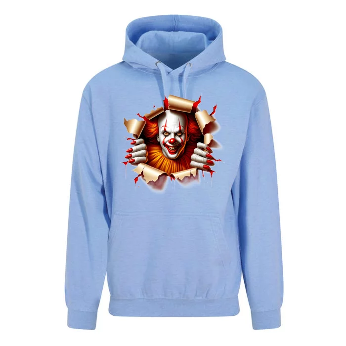 Creepy Halloween Peeking Through Clown Unisex Surf Hoodie