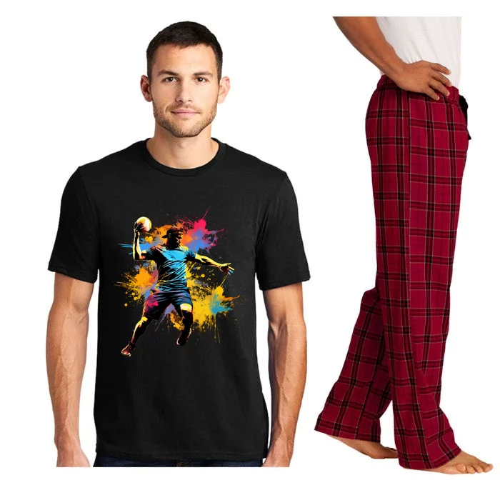 Colorful Handball Player On Handball Great Gift Pajama Set