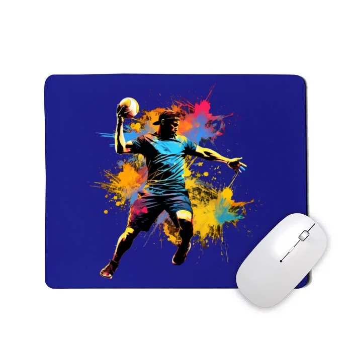 Colorful Handball Player On Handball Great Gift Mousepad