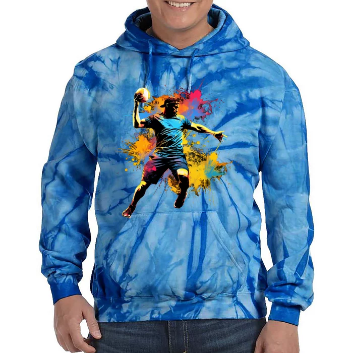 Colorful Handball Player On Handball Great Gift Tie Dye Hoodie