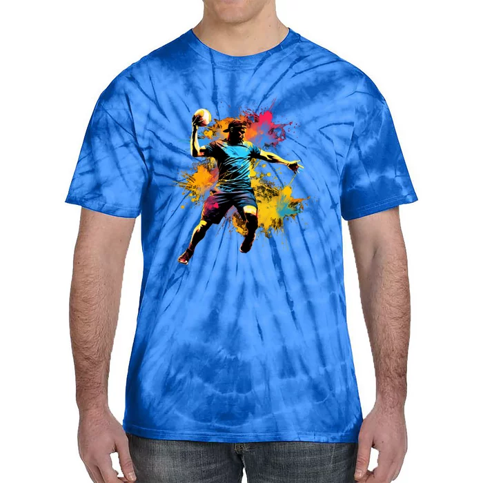 Colorful Handball Player On Handball Great Gift Tie-Dye T-Shirt