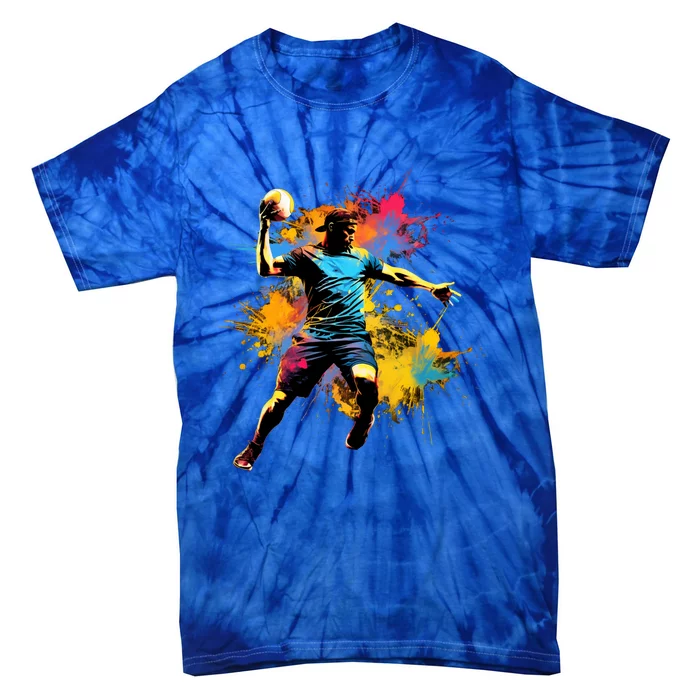 Colorful Handball Player On Handball Great Gift Tie-Dye T-Shirt