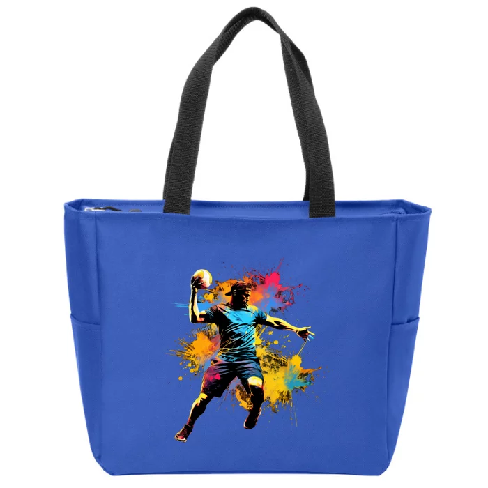 Colorful Handball Player On Handball Great Gift Zip Tote Bag