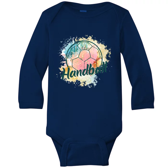 Colorful Handball Player Sport Ball Handball Gift Baby Long Sleeve Bodysuit