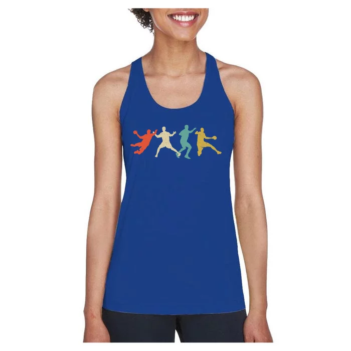 Colorful Handball Players Handball Team Handball Gift Women's Racerback Tank